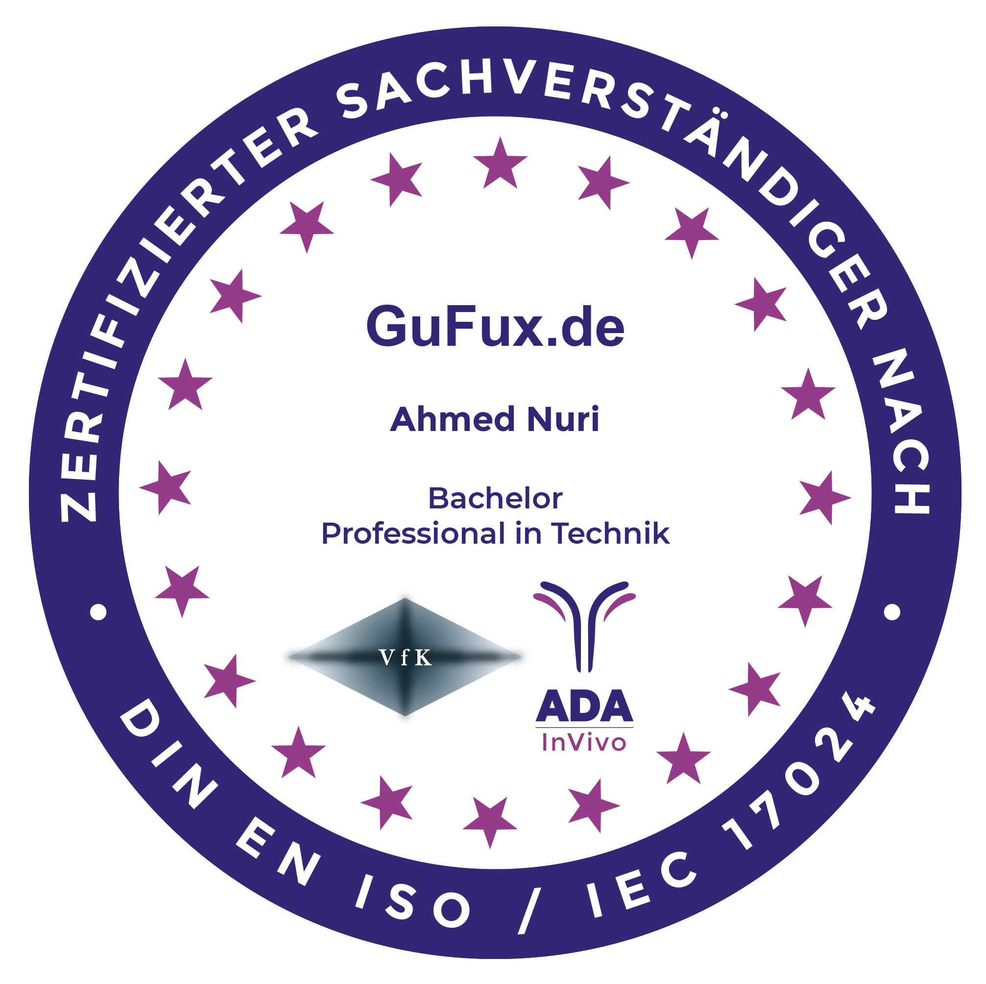 Zertifizierter Sachverständiger nach DIN EN ISO/IEC 17024 – GuFux